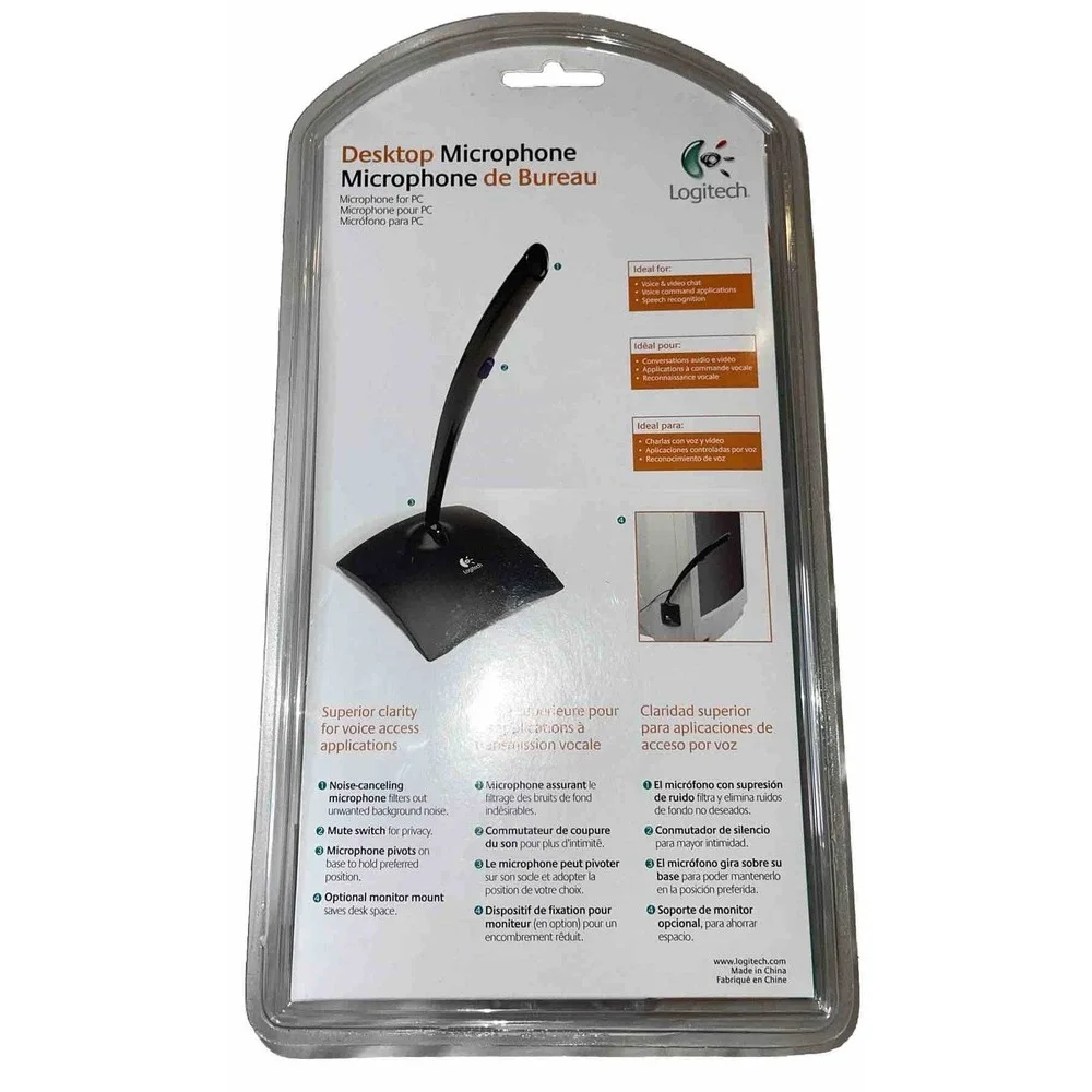VTG Logitech‎ Black 3.5mm Connector Desktop Microphone, new & sealed 980240-0403